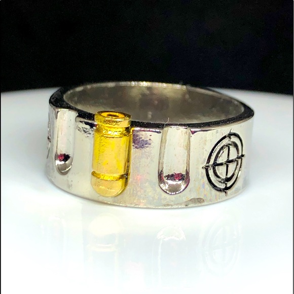 Unisex Two Tone Bullet Ring - Picture 1 of 9